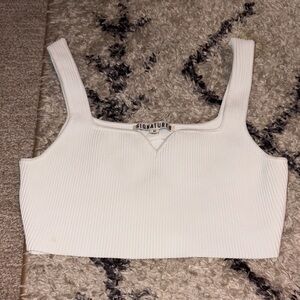 Signature8 Women's Ribbed White Crop Top